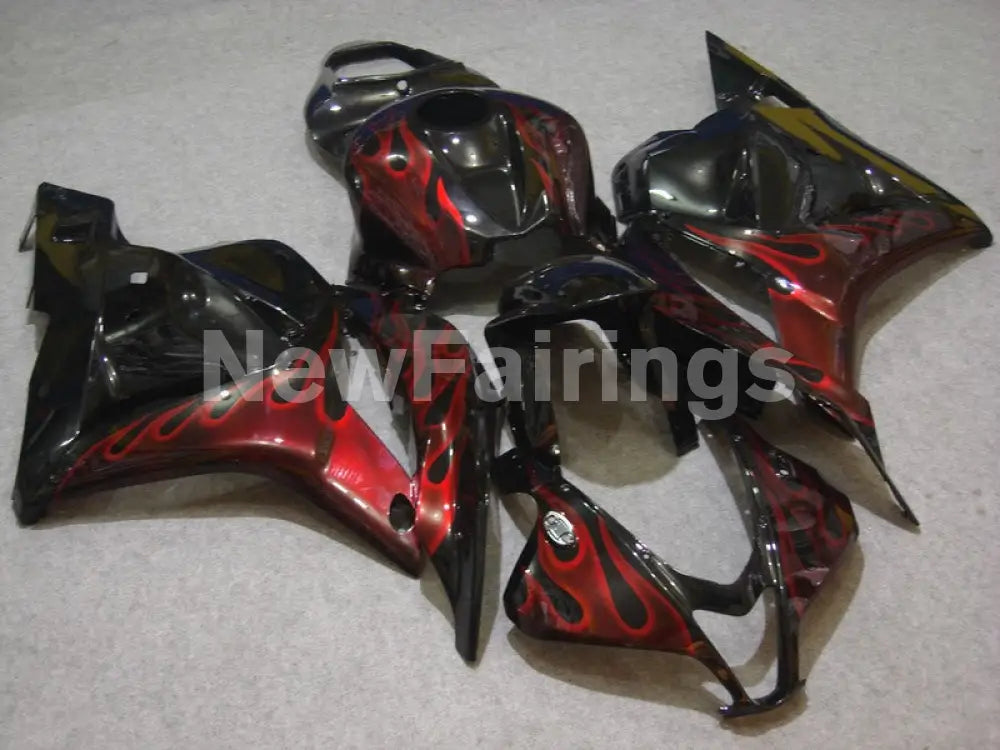 Black and Red no decal Flame - CBR600RR 09-12 Fairing Kit -