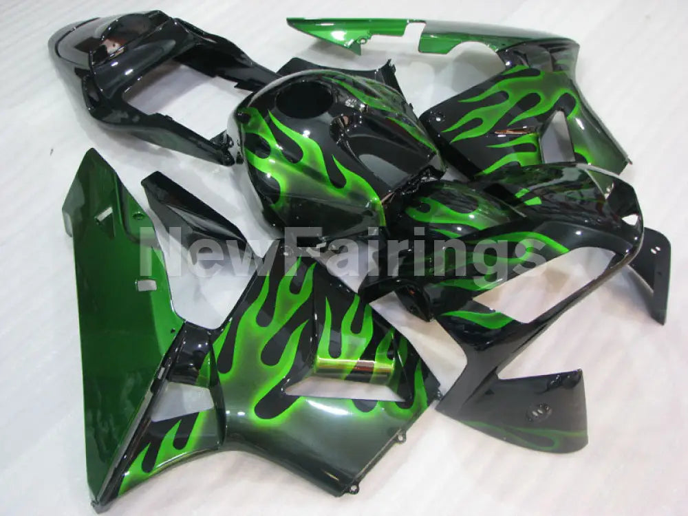 Green and Black Flame - CBR600RR 03-04 Fairing Kit -