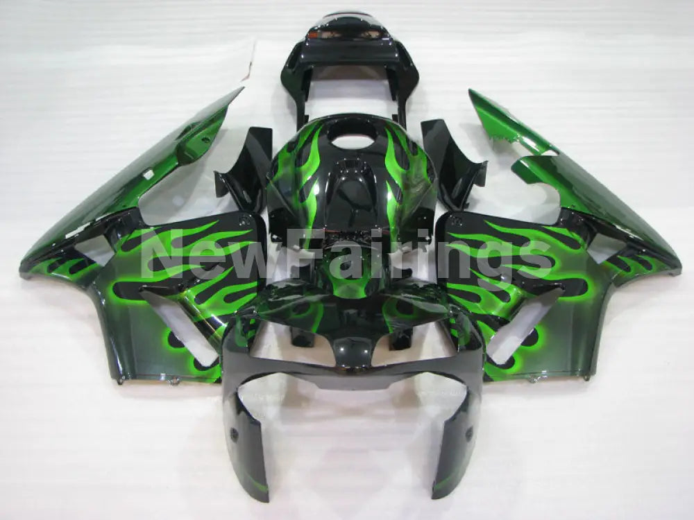 Green and Black Flame - CBR600RR 03-04 Fairing Kit -