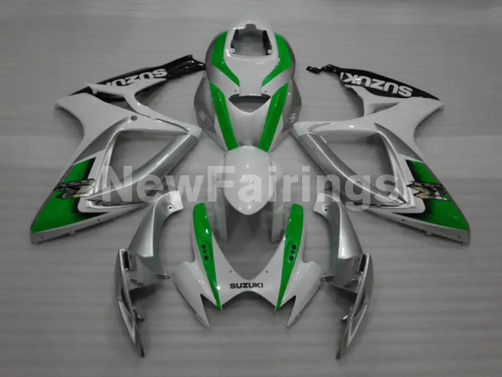 Green and White Silver Factory Style - GSX-R600 06-07