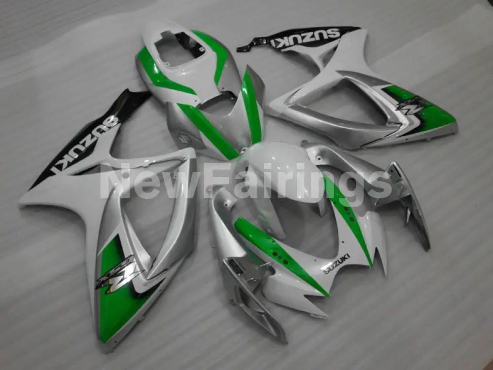 Green and White Silver Factory Style - GSX-R600 06-07