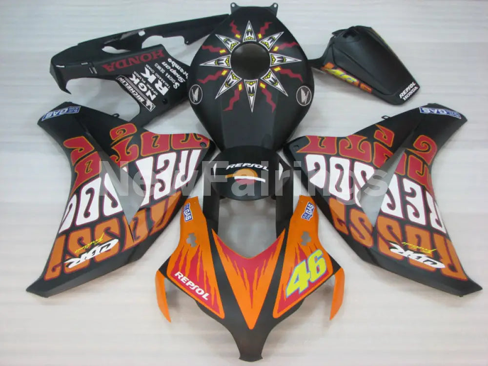 Matte Black and Orange Rossi - CBR1000RR 08-11 Fairing Kit -