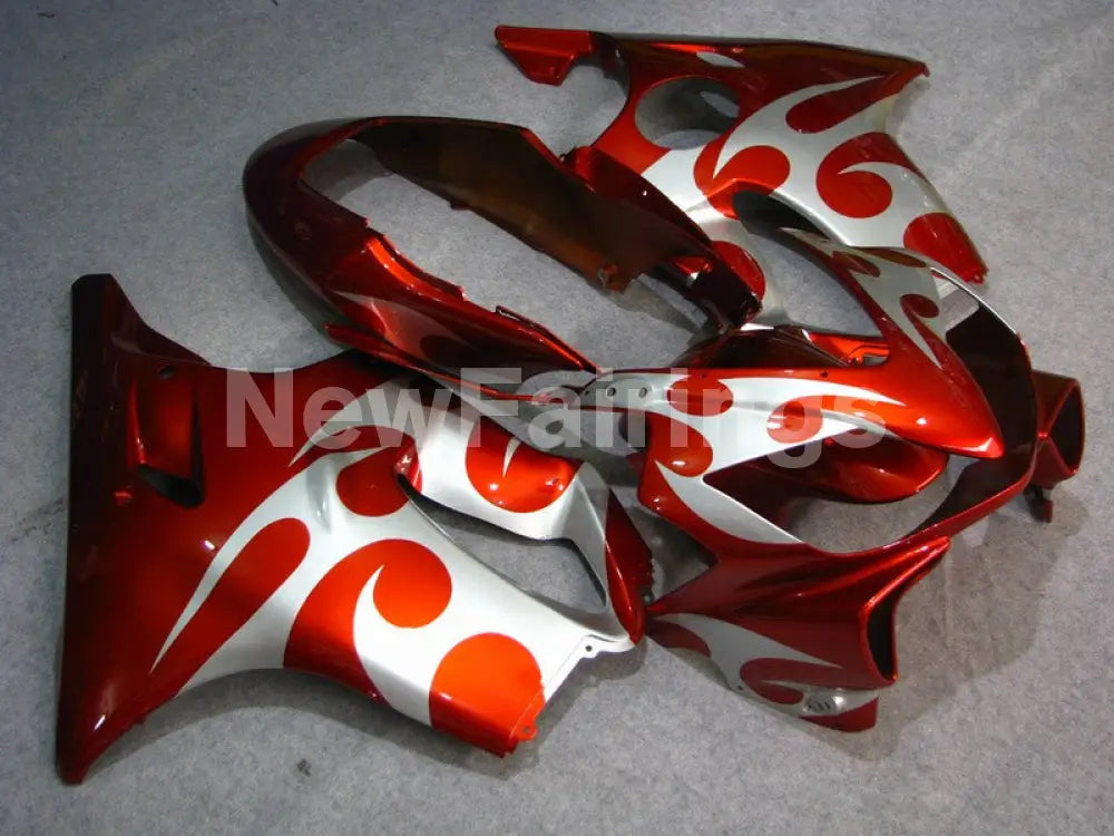 Red and Silver Flame - CBR600 F4i 04-06 Fairing Kit -
