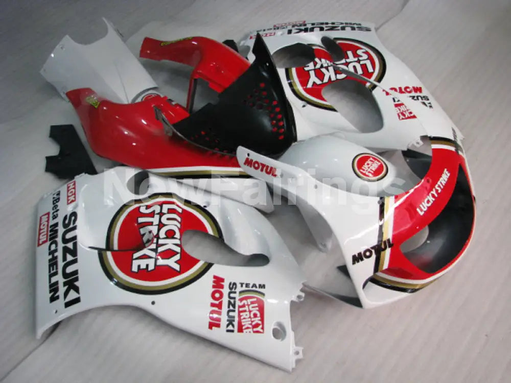 Red and White Lucky Strike - GSX-R600 96-00 Fairing Kit -