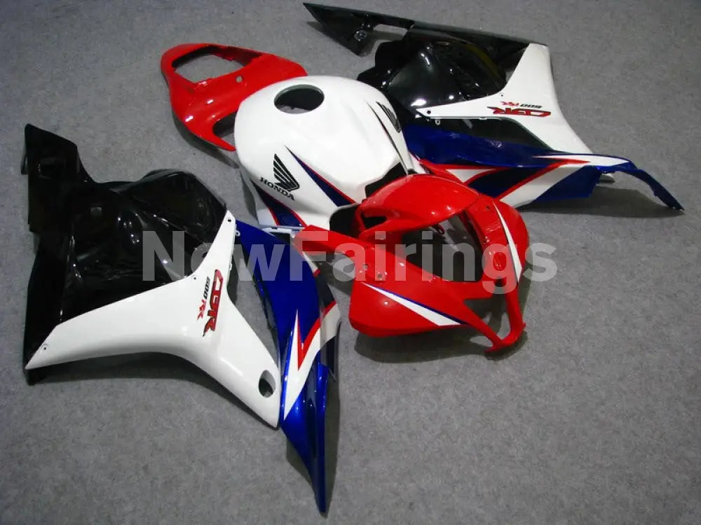 White and Red Blue Factory Style - CBR600RR 09-12 Fairing