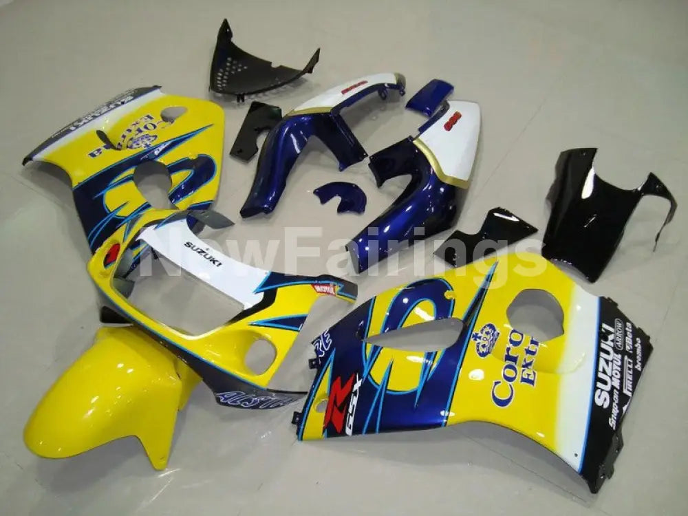 Yellow and White Blue Corona - GSX-R750 96-99 Fairing Kit