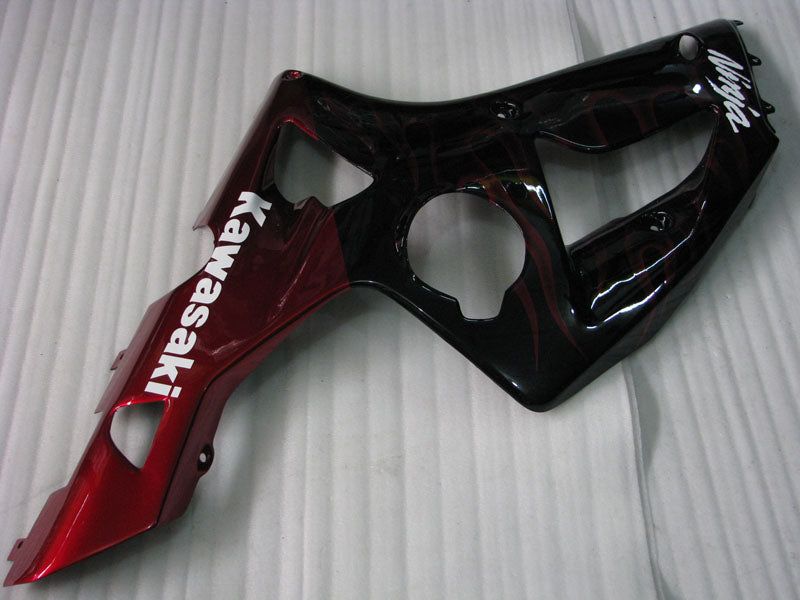 Black and Red Flame - NINJA ZX-6R 03-04 Fairing Kit