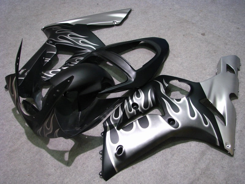 Black and Silver Flame - NINJA ZX-6R 03-04 Fairing Kit