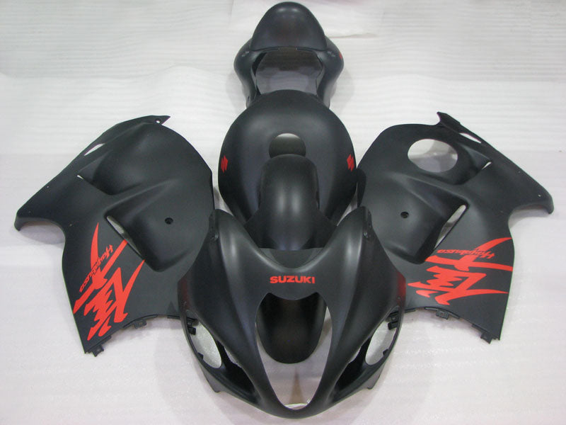 Matte Black with red decals Factory Style - GSX1300R Hayabusa 99-07 Fairing Kit