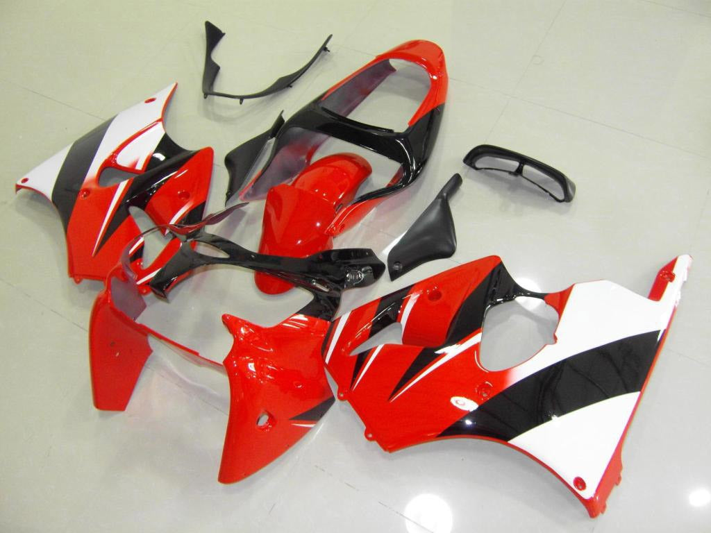 Red Black and White Factory Style - NINJA ZX-6R 00-02 Fairing Kit