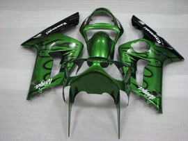 Green and Black Flame - NINJA ZX-6R 03-04 Fairing Kit