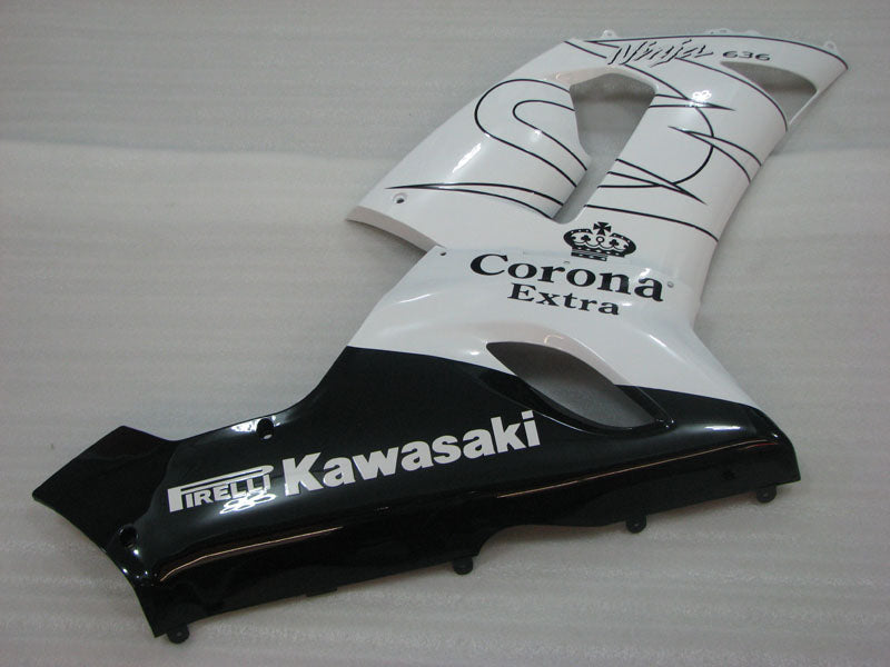 White and Black Corona - NINJA ZX-6R 05-06 Fairing Kit