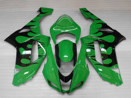 Green and Black Flame - NINJA ZX-6R 07-08 Fairing Kit
