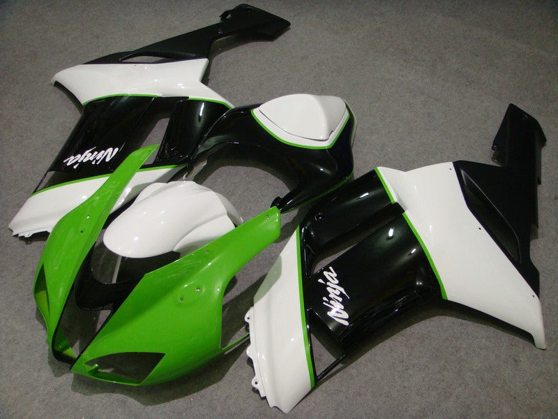 White Green and Black Factory Style - NINJA ZX-6R 07-08 Fairing Kit