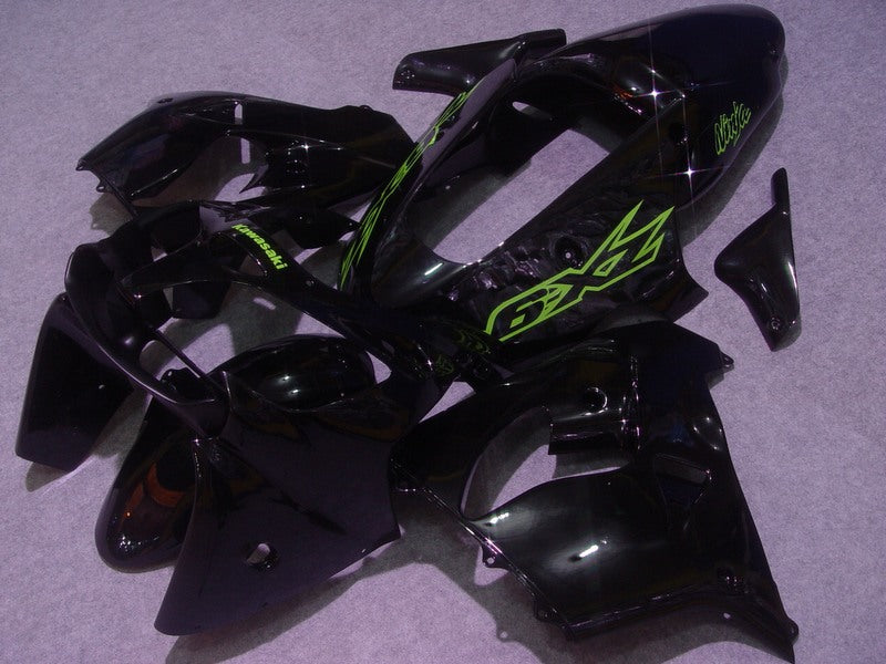 Black with Green Stickers Factory Style - NINJA ZX-9R 00-01 Fairing Kit