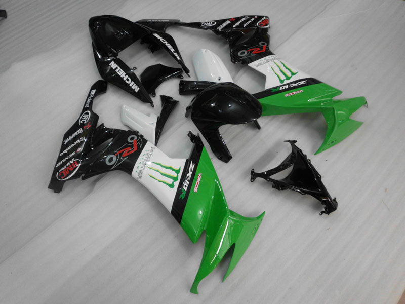 Green and Black White Monster - NINJA ZX-10R 08-10 Fairing Kit