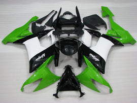 Green and Black White Factory Style - NINJA ZX-10R 08-10 Fairing Kit