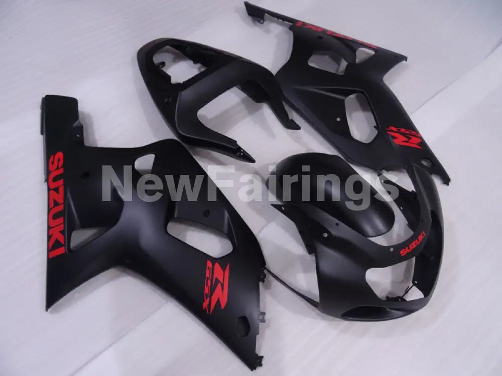 Matte Black with Red Decals Factory Style - GSX-R600 01-03 Fairing Kit