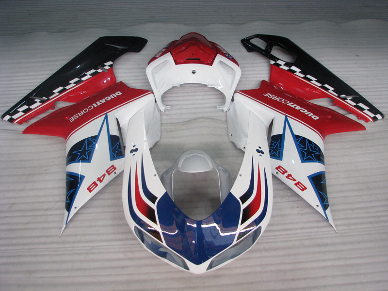 Red and White Blue Star - Ducati 848 07-11 Fairing Kit