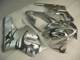 Silver and Black Flame - NINJA ZX-12R 02-04 Fairing Kit