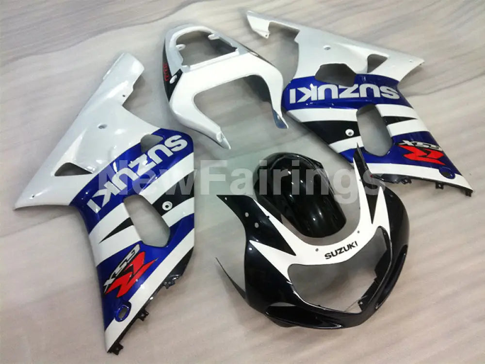 White and Blue Black Factory Style - GSX-R600 01-03 Fairing Kit