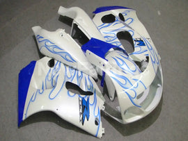 White and Blue Flame - GSX-R750 96-99 Fairing Kit