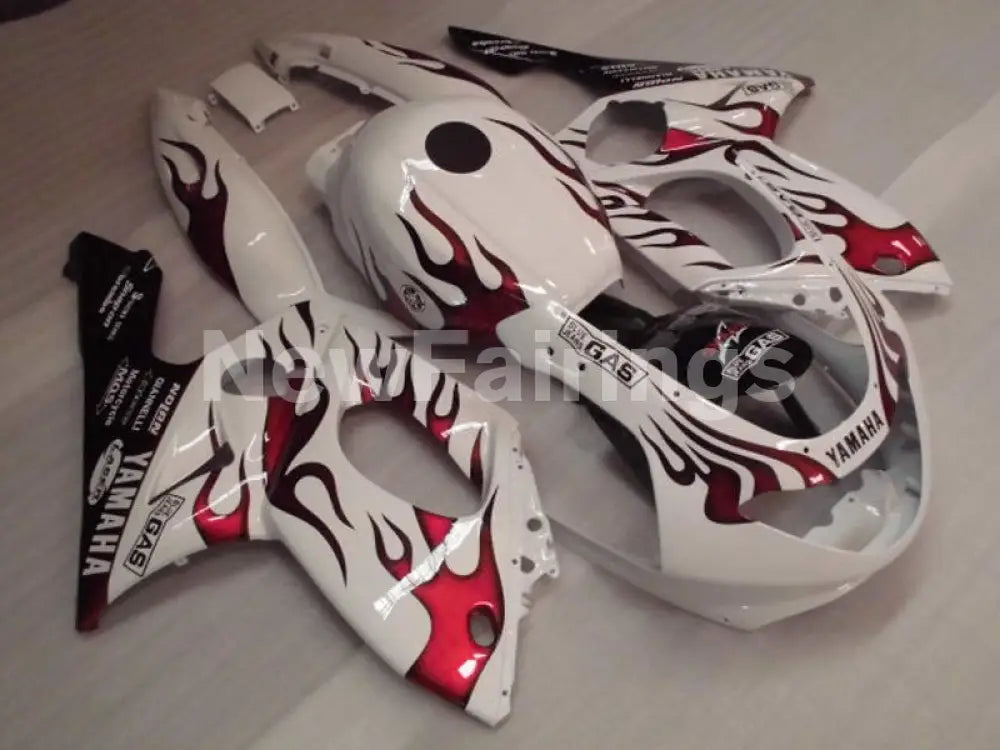 White and Red Flame - YZF600R Thundercat 96-07 Fairing Kit Vehicles & Parts > Vehicle Parts & Accessories > Motor